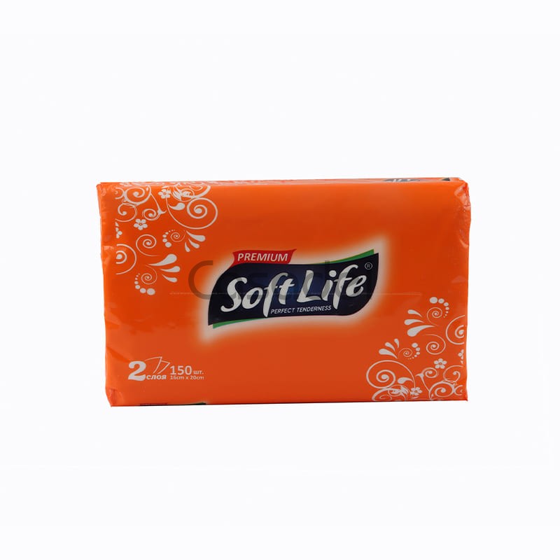 Անձեռոցիկներ երկշերտ «Soft Life» 150 հատ /16X20սմ