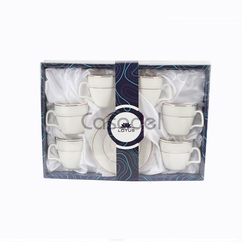 Սուրճի կերամիկական բաժակներ+ափսեներ «Lotus» 6x5սմ /6 հատ