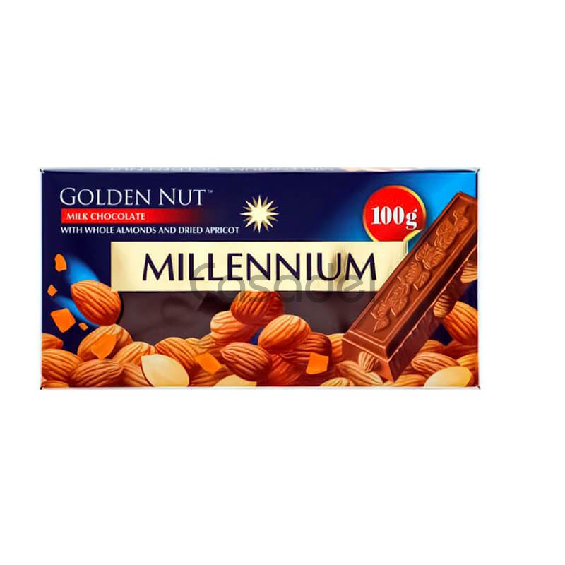 Շոկոլադե սալիկ  Millennium Gold 100գ մուգ շոկոլադ նուշով