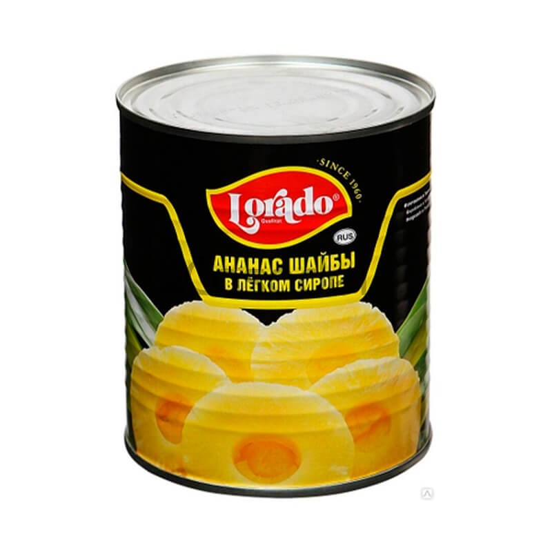 Արքայախնձորի օղակներ թույլ օշարակի մեջ 820գ