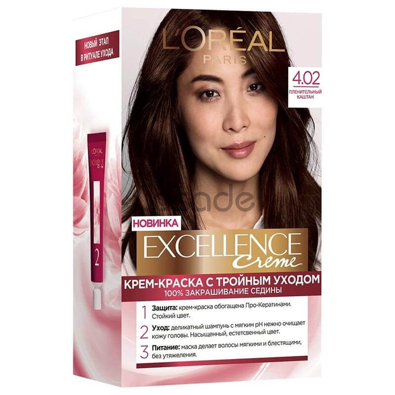 Մազի կրեմ-ներկ «L'Oreal Excellence Crème» №4.02