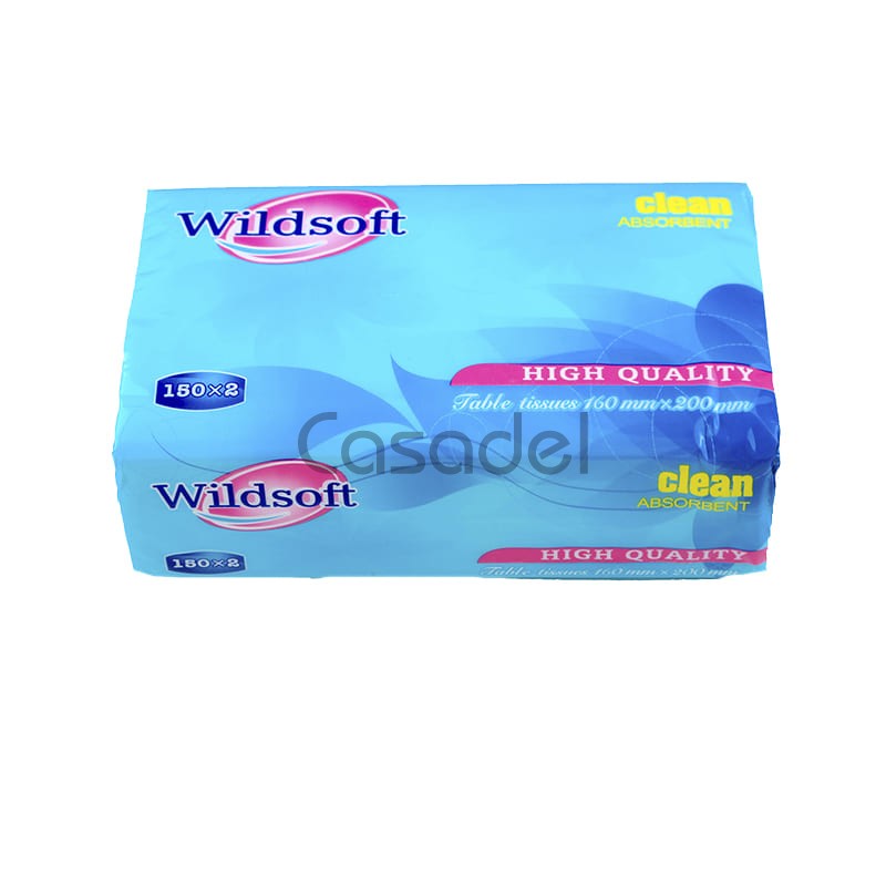 Անձեռոցիկներ երկշերտ «Wildsoft» 150 հատ /160X200 մմ