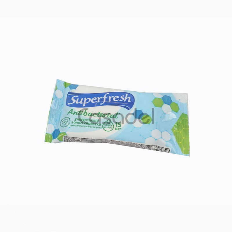 Հակաբակտերիալ խոնավ անձեռոցիկներ «Superfresh» 15 հատ